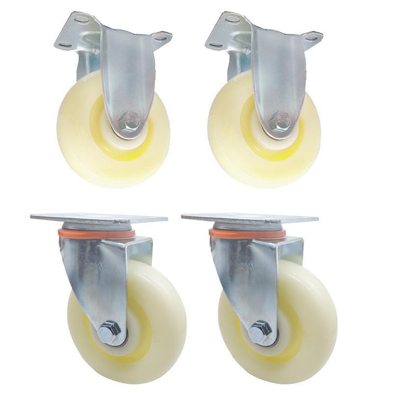 4PCS 5-Inch Nylon Caster Silent Universal Brake Wheel Heavy Flatbed Driver Cart Trailer Wheel 5 Inch (2Pcs Directional Wheels + 2Pcs Universal Wheels)