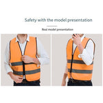 Reflective Working Vest with 2 Highly Reflective Strips Safety Vest for Outdoor Work, Jogging, Sports - Orange