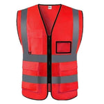 Red Multi Pocket Reflective Vest Traffic Protection Reflective Vest Warning Clothing Construction Road Maintenance