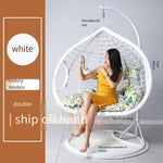 Hanging Basket Single Hanging Chair Rattan Chair Rocking Chair Dormitory Bedroom Hammock A Single White With Armrest + Big Gift Bag