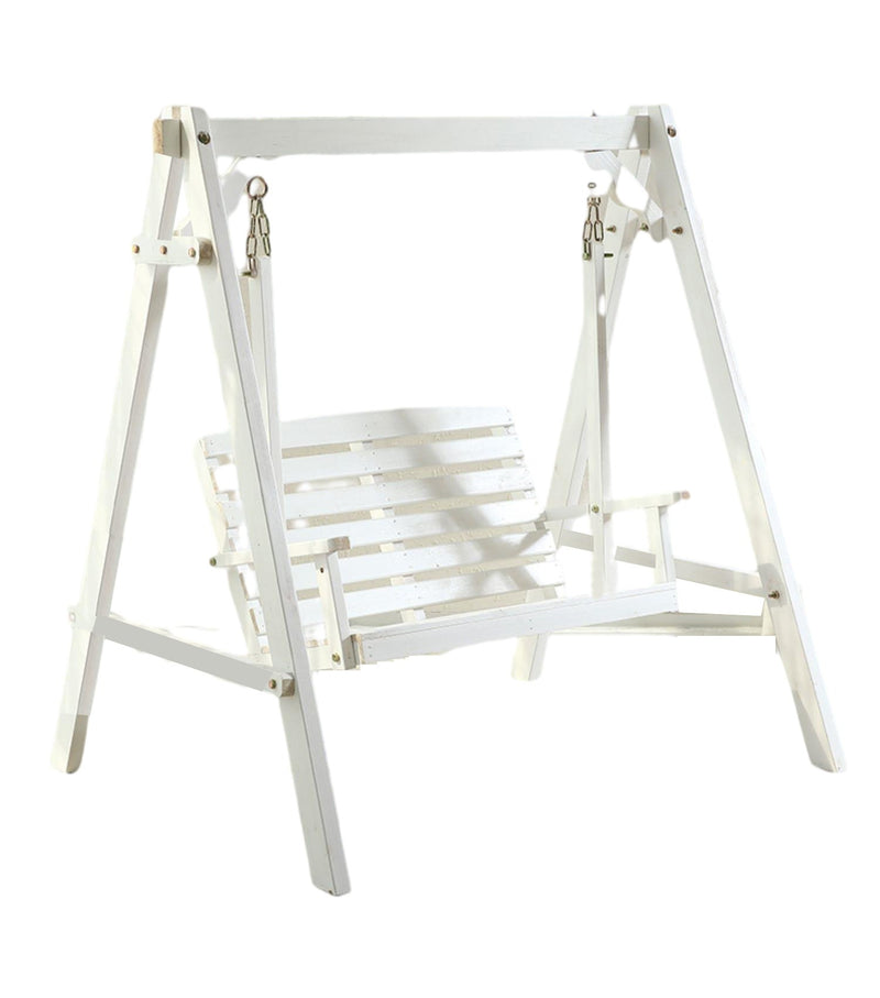 Outdoor Solid Wood Swing Courtyard Swing Chair Balcony Anticorrosive Wood Hanging Chair White Square Wood