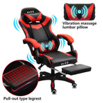 ECVV Gaming Chair Ergonomic Racing Style Recliner Chair Vibrating Massage Thickened PU Leather Latex Filling for E-sports Player Gaming Anchor